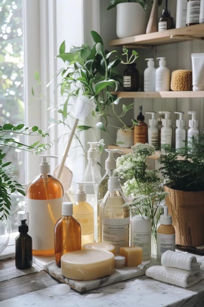A collection of our trusted eco-friendly cleaning products, featuring natural, non-toxic ingredients for a safe home.