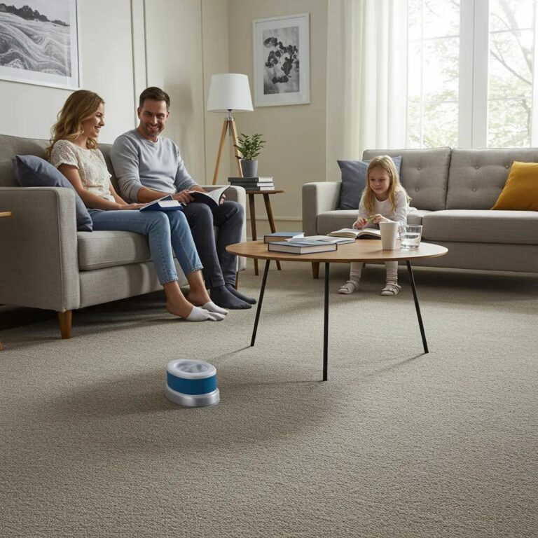 A cozy living room featuring a beautifully maintained carpet, emphasizing how proper care enhances your home's comfort and appeal.