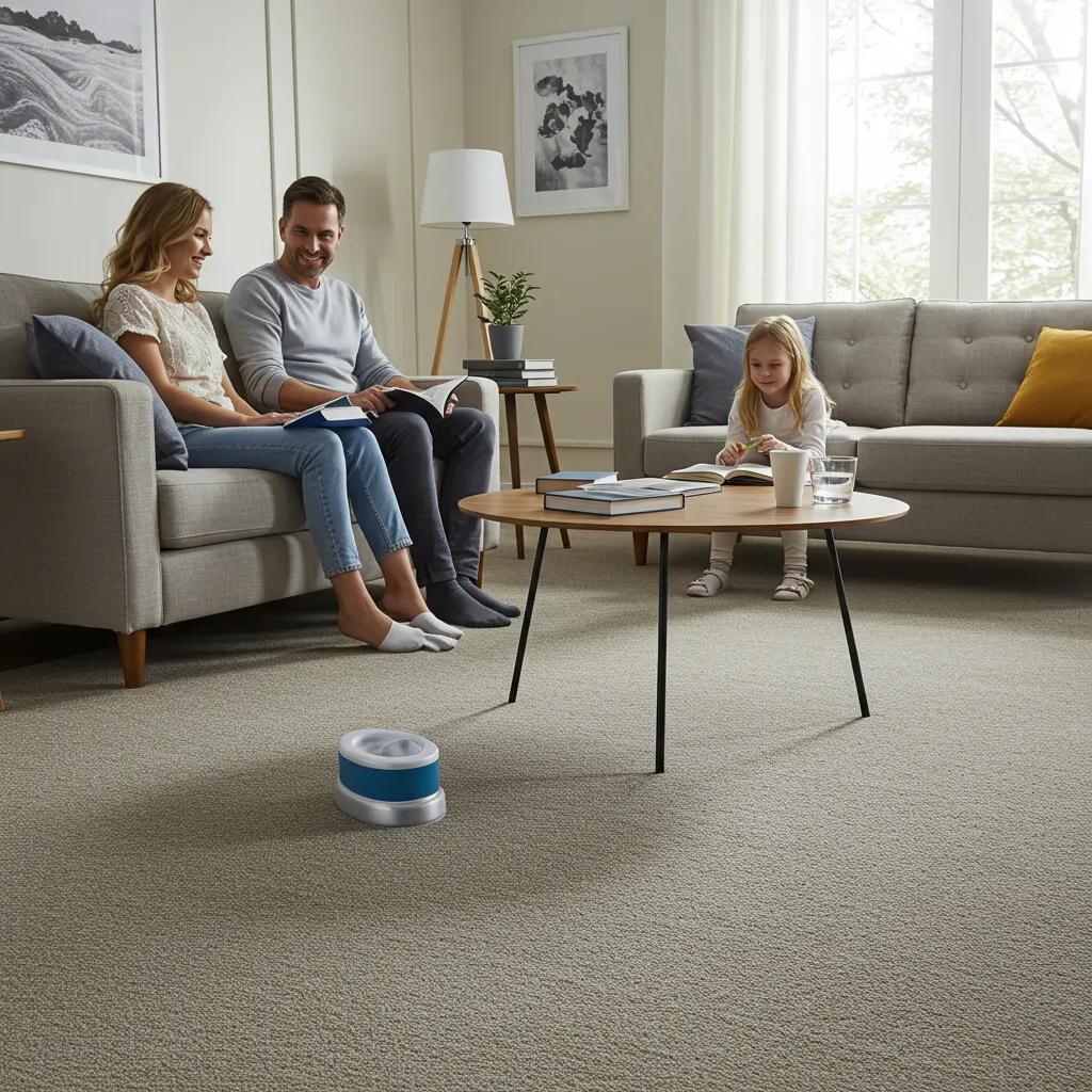A cozy living room featuring a beautifully maintained carpet, emphasizing how proper care enhances your home's comfort and appeal.