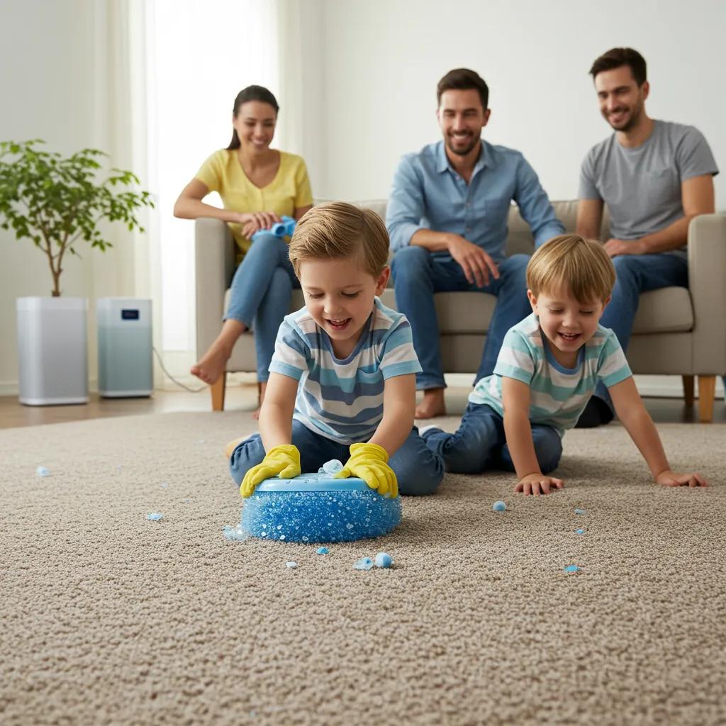 Family enjoying a clean and healthy living space after professional carpet cleaning