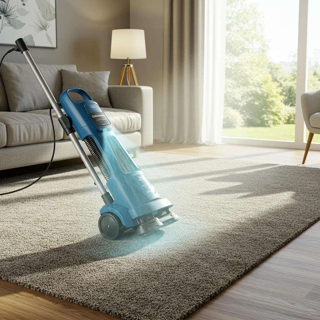 Fast drying process for carpets using air movers in a modern living room