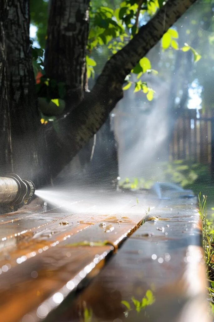 Eco-friendly pressure washing using biodegradable products and runoff protection