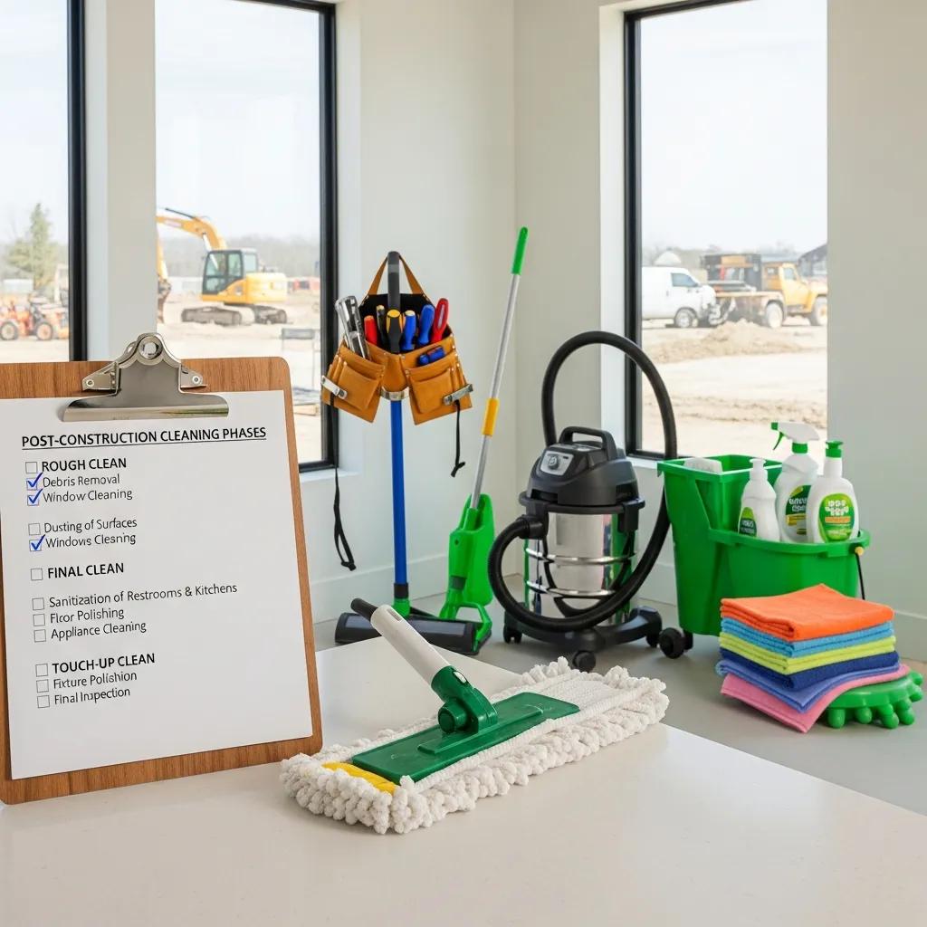 Post-construction cleaning checklist on clipboard